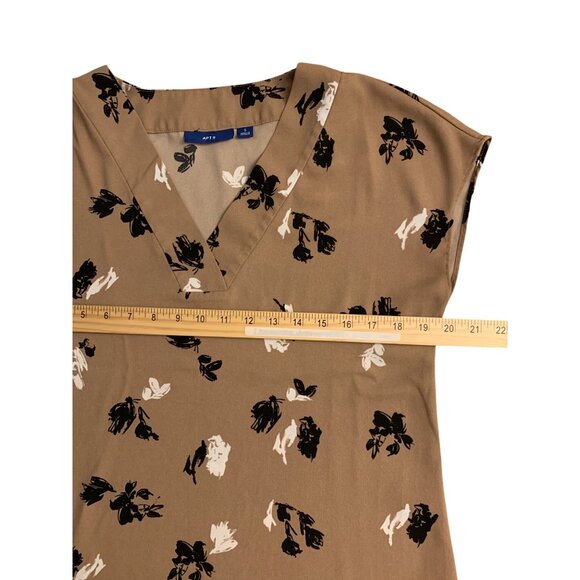 Apt. 9 Womens Floral Print V-Neck Blouse Brown & Black Polyester Size Small - Picture 6 of 7